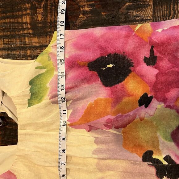 NWT  LOFT dress Pink Ivory Multi Floral Linen Blend Shift Sleeveless Petite 6 - Picture 3 of 6